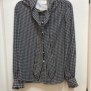 Kate Spade Black and White Houndstooth Blouse